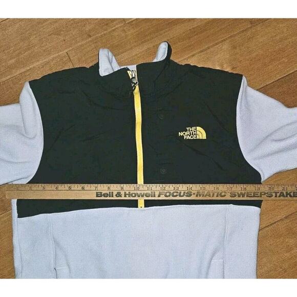 The North Face Men’s Small Half Zip Black Cream Yellow Fleece Jacket Pockets - Picture 9 of 11
